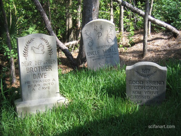 Three headstones.